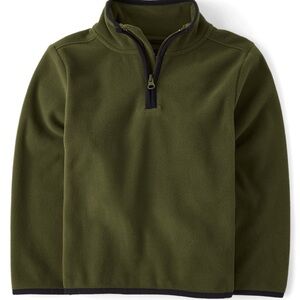 Boys Quarter Zip Microfleece Pullover Olive Green 10/12 Large